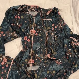 Summersalt Floral Pajama Set - Dark Green and Pink
